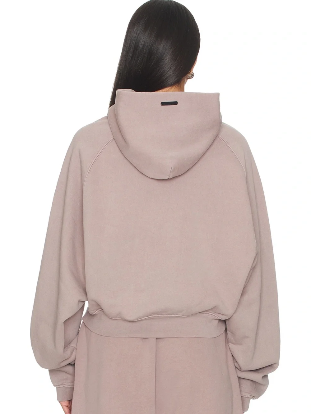 Fear of God Essentials Women's Mauve Crop Hoodie with Cream Logo